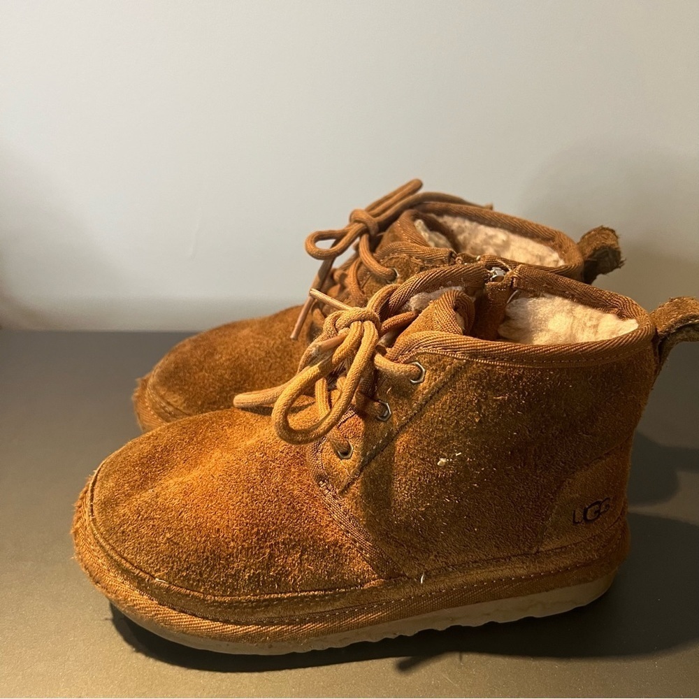 UGG Kids Chestnut Brown Suede Lace-Up Booties